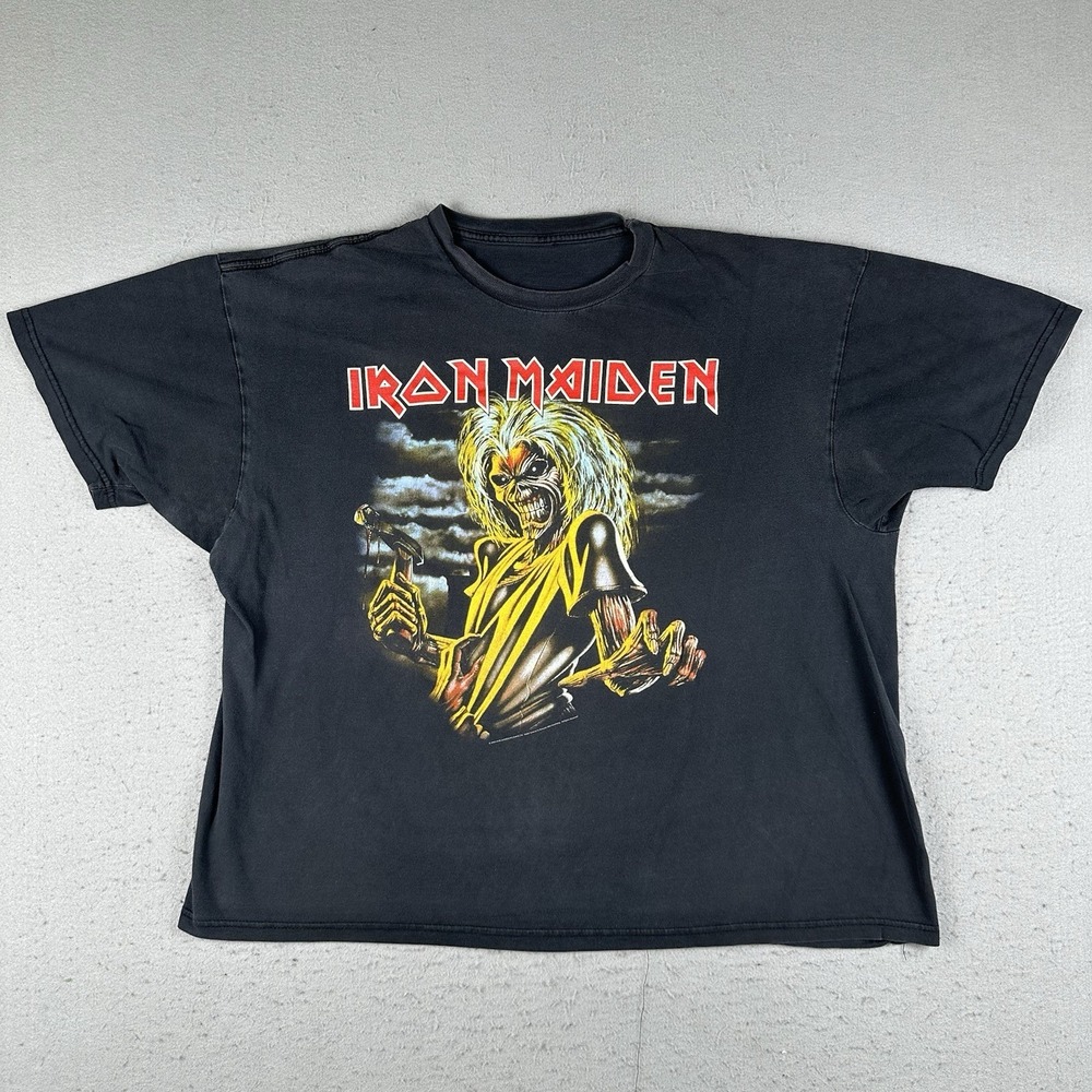 Vintage Y2K Iron Maiden Shirt Men's 2XL Black Killers Eddie Axe Rock Metal